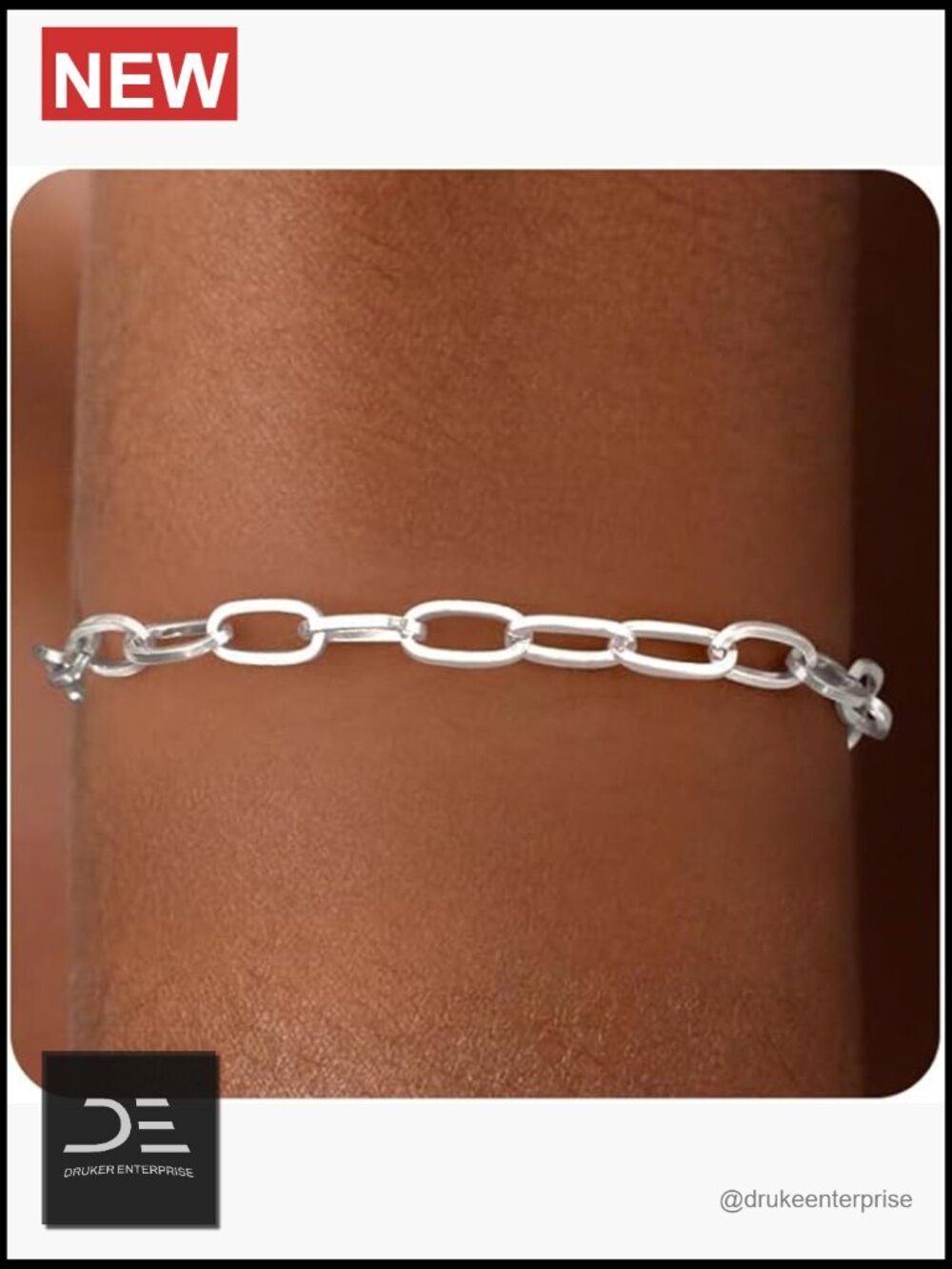 S925 Sterling Silver 18K Gold Plated Paperclip Chain Bracelet